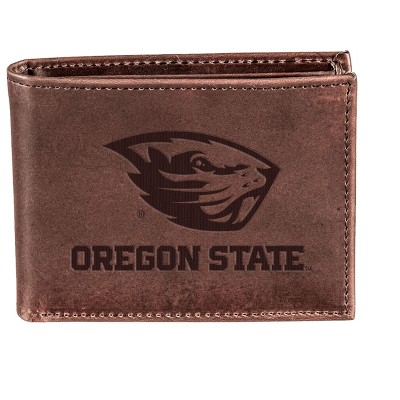 Evergreen NCAA Oregon State Beavers Brown Leather Bifold Wallet Officially Licensed with Gift Box
