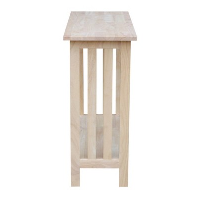 Unfinished Solid Wood Mission Entry Table with Shelf
