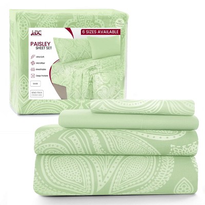 6 Piece Sheet Sets Paisley Printed Sheets Set Ultra Soft Deep Pocket Microfiber Bed Sheets - Lux Decor Collection