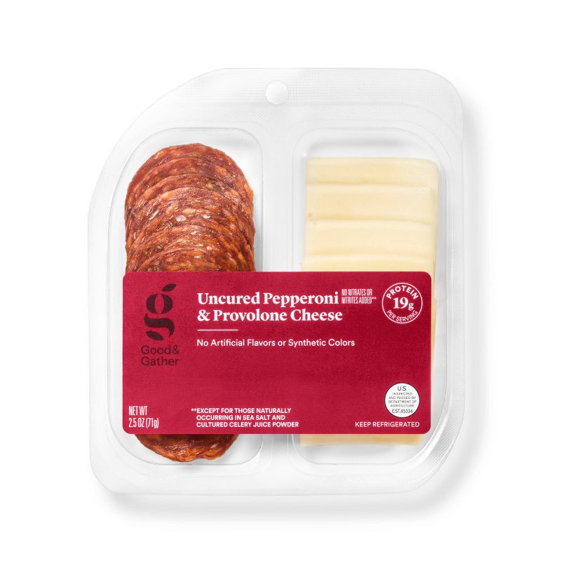 Uncured Pepperoni and Provolone Cheese Snacker - 2.5oz - Good &#38; Gather&#8482;, 1 of 6
