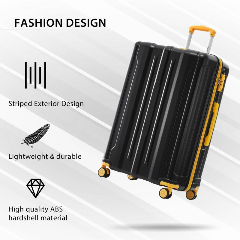 3pc Luggage Sets, 20"+24"+28" Expandable Hardshell Spinner Lightweight Suitcase with TSA Lock 4M -ModernLuxe, 2 of 7