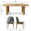 7-Piece Oval Dining Table Set, Modern Wood Table in Black or Oak with 6 Upholstered Chairs, Solid Wood Legs-Maison Boucle - 3 of 4