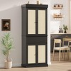 Kitchen Pantry Cabinet, Tall Storage Cabinet with Rattan Doors and Adjustable Shelves, Freestanding Cupboard with Drawer - image 4 of 4