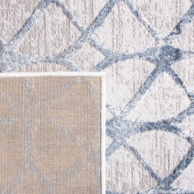 Hand-Knotted Grey/Blue Synthetic Easy-Care Area Rug