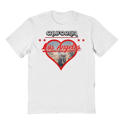 Rerun Island Men's Los Angeles California 2 Short Sleeve Graphic Cotton T-Shirt