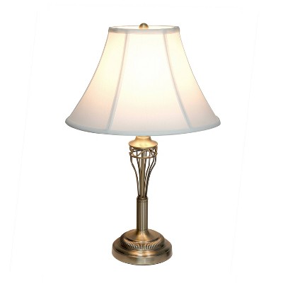 Antique Brass 3-Piece Lamp Set with White Bell Shades