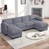 HYLEORY Corduroy Modular Sectional Sofa with Double Movable Ottomans, U-Shape Upholstered Comfy Couch with Two-Layer Seat Cushion for Living Room - 3 of 4