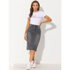 INSPIRE CHIC Women's Casual High Waist Back Slit Short Denim Skirts - 3 of 4