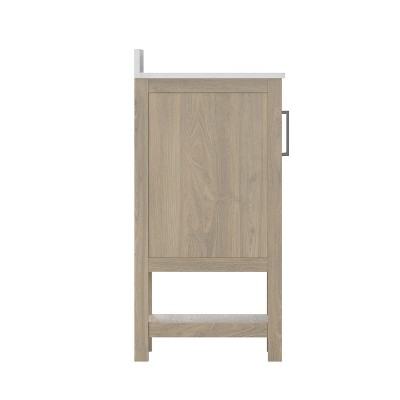 Vega 24'' Brown MDF Bathroom Vanity with Carrara Marble Top