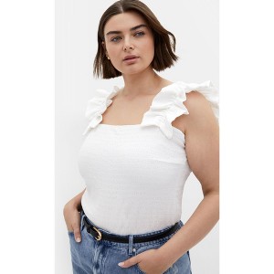 Women's Plus Size Aria Frill Top - white | CITY CHIC - 1 of 4