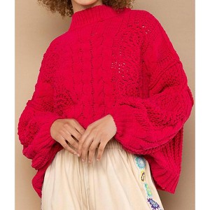 Women's Wo's Chenille Twisted Cable Pullover Sweater - POL - 1 of 3