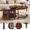 Kumasinova Vintage Round Nesting Coffee Table with 6 Bamboo Glass Doors,31.5" Retro Side Table with Beaded Legs,Center Table for Living Room Furniture - 3 of 4