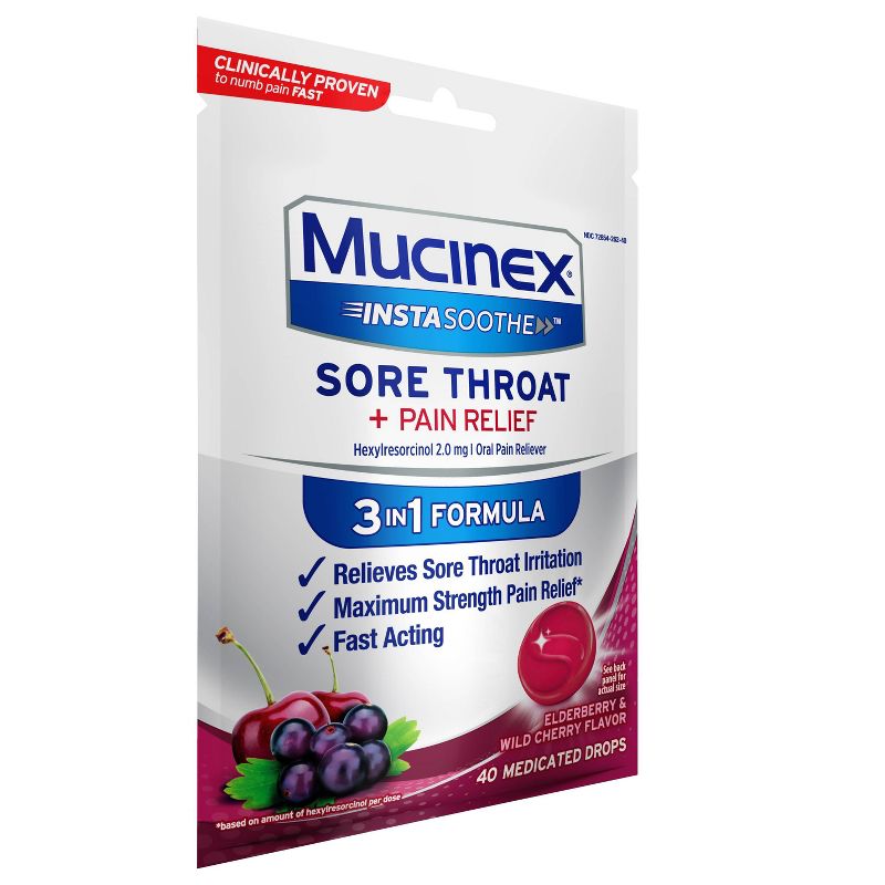 Mucinex Instasoothe Sore Throat Pain Relief - Elderberry &#38; Wild Cherry - 40ct, 3 of 6