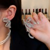 Women's Stud Earrings, Silver-Tone Crystal Bow Design, Minimalist Style, Elegant for Women - 2 of 4