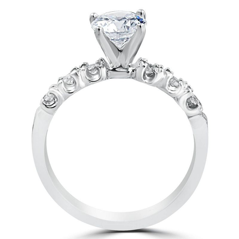 Pompeii3 1 Carat Diamond Engagement Ring Matching Wedding Band Prong Set 14K White Gold, 3 of 5