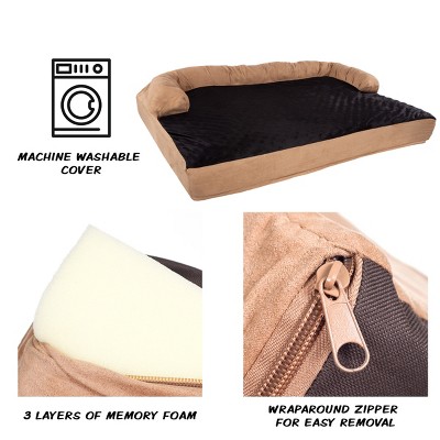 Large Beige and Black Orthopedic Memory Foam Pet Sofa