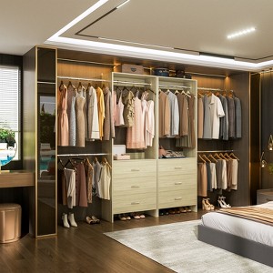 Besiost 142-In Closet System  Set with Extendable Hanging Rods, Closet Organizer with Wood Drawers - 1 of 4