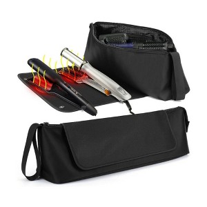 Anna-Kaci Hair Tool Organizer Bag with Heat-Resistant Mat and Multi-Pocket Storage Design - Black - 1 of 4