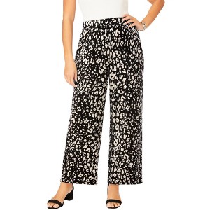 Jessica London Women's Plus Size Everyday Stretch Knit Wide Leg Pant - 1 of 4