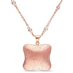 EVERLY JEWELRY | 18K Rose Gold Plated Cushion-shape Pendant with Cubic Zirconia Station Chain Necklace - 16 in - 1 of 1