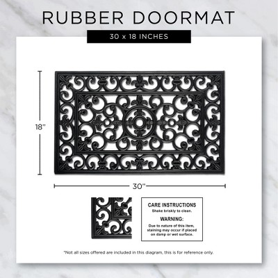 Half-Round Black Rubber Outdoor Doormat, 24x36