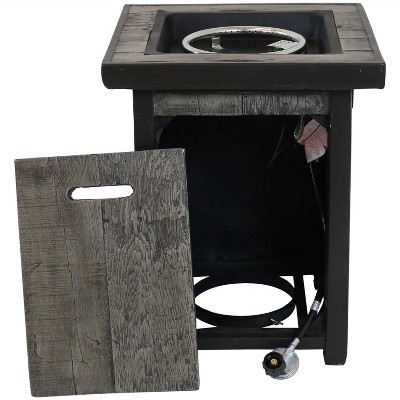 Gray Weathered Wood Look Propane Gas Fire Pit Table