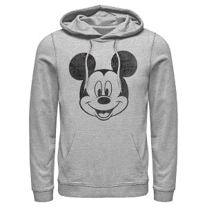 Men's Mickey & Friends Smiling Mickey Mouse Distressed Pull Over Hoodie - 1 of 4