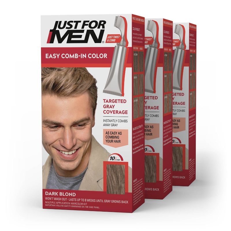 Just For Men Easy CombIn Color Gray Hair Coloring for Men with Comb Applicator - 3pk, 1 of 8