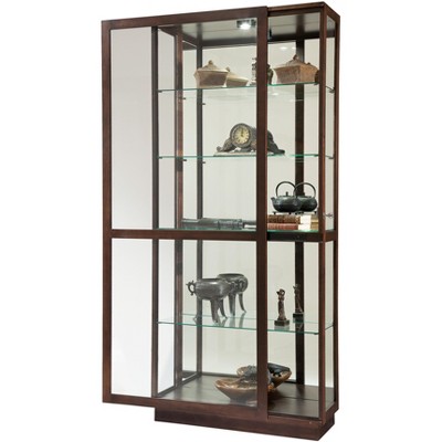 Espresso Brown Lighted Glass Curio Cabinet