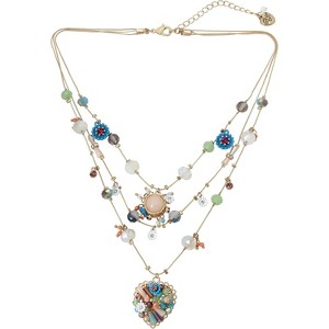 "Betsey Johnson Women's Butterfly Charm Layered Necklace - Dainty Gold/Silver Pendant, Adjustable Chain, Trendy Stackable Jewelry Gift" - 1 of 4