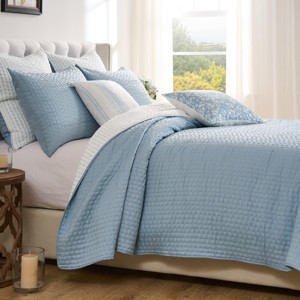 Greenland Home Fashions 2-Piece Twin/XL Coverlet Set – Sky Blue Cotton Quilt 68" x 88" with Sham 20" x 26" - 1 of 4