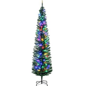 Racxily 7ft Pencil Christmas Tree, Artificial Holiday Tree with Colorful LED Lights for Festive Decor - 1 of 4