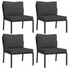 vidaXL Patio Furniture Set Sectional Sofa Patio Lounge Set with Cushions Steel - Corner + 4x Middle + 2x Footrest + 2x Chair Gray - 4 of 4