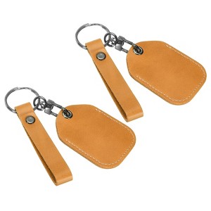 Unique Bargains Leather Keychain Blanks with Key Ring for DIY Laser Engraving 2 Pcs - 1 of 4