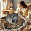 Boersma Native American Wolf  Throw Blanket - Gold Indian Wolf Design, Ultra Soft Plush & Warm Cozy Blanket, 60x80 Inches - 3 of 4