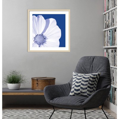 Flower Pop Blue III Graphic Art Print with Natural Wood Frame