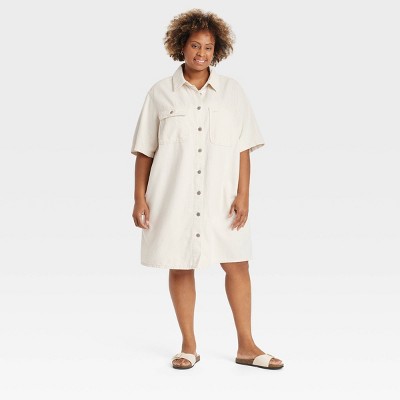 Women's Short Sleeve Mini Shirtdress - Universal Thread™ Off-white Xxl :  Target