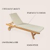 Mallorca 77.56"x23.62" Modern Classic Adjustable Acacia Wood Chaise Outdoor Lounge Chair with Cushion & Wheels - JONATHAN Y - 4 of 4