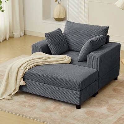 Mjkone Modern Extra-Large Corduroy Upholstered Modular Sectional Sofa Set,Deep Seat Sleeper Chair Indoor with Ottoman