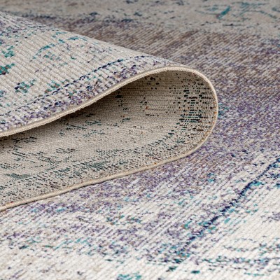 Gray and Ivory Medallion 4' x 6' Synthetic Area Rug