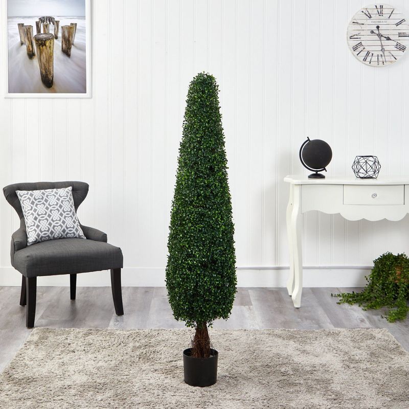 Nearly Natural 5-ft Boxwood Topiary Artificial Tree UV Resistant (Indoor/Outdoor), 3 of 5