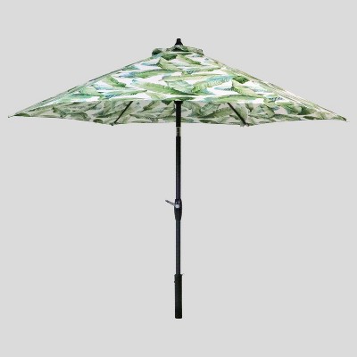 9 Round Vacation Tropical Patio Umbrella Duraseason Fabric Green Black Pole Threshold Target