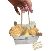 Glow Grace Decorative Flower Candle Gift Box Set, Scented Wax Roses with Gold Chain Handle, White Basket - 3 of 4