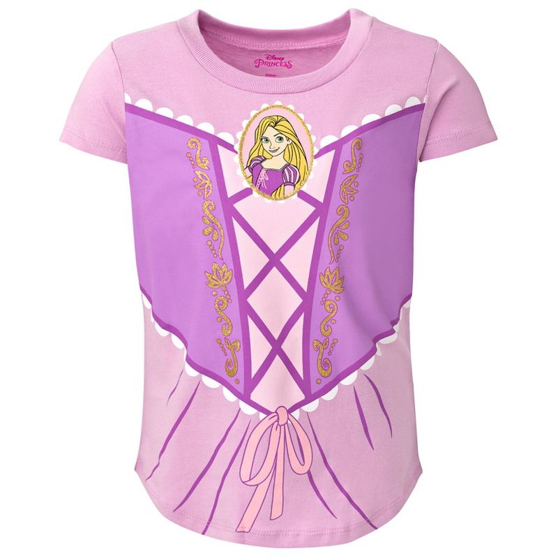 Disney Princess Ariel Moana Jasmine Belle Cinderella Aurora Tiana Girls 4 Pack Graphic T-Shirts Toddler to Big Kid, 4 of 10