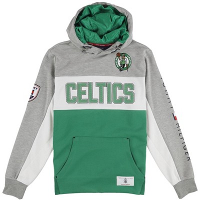 Tommy Hilfiger Mens Boston Celtics Hoodie Sweatshirt, Grey, Medium