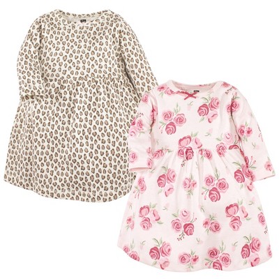 Image of Hudson Baby Girl Cotton Dresses, Blush Rose Leopard, 18-24 Months
