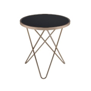 Royal Hampton End Table, Black Glass & Champagne - 1 of 4