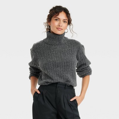 Grey turtleneck clearance knit