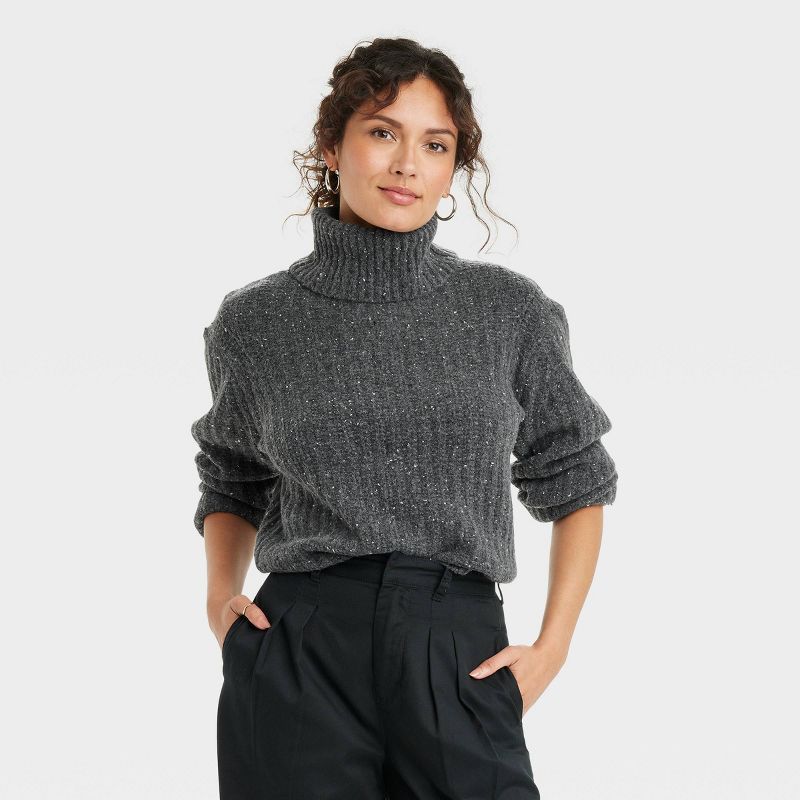 Women's Mock Turtleneck Cashmere-Like Pullover Sweater - Universal Thread™, 1 of 11