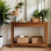 Hommoo 41" Solid Wood Farmhouse Console – Narrow Entryway Table with Lower Shelf - 3 of 4